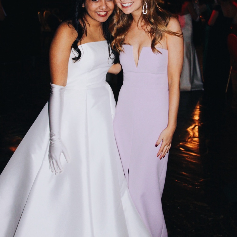 BCBG strapless lavender gown